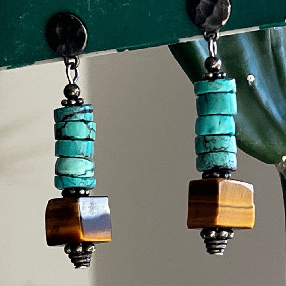 Turquoise and Tiger’s Eye Earrings